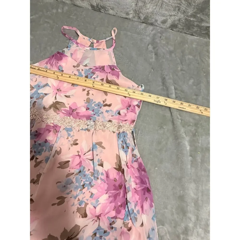 SEQUIN HEARTS Girls Size 16 Pink Floral High Low Maxi Dress